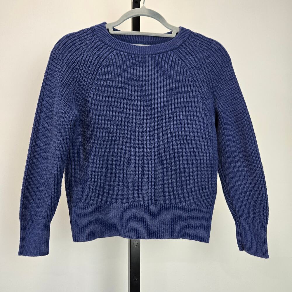 J. Crew‎ Cotton Fisherman Sweater Navy Blue Ribbed Knit Relaxed Preppy XXS